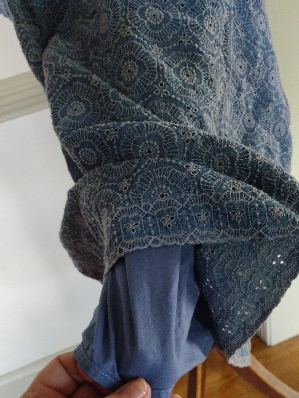 crown & ivy Denim Blue Eyelet Tunic Top